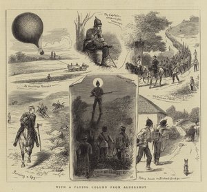 Com uma coluna voadora da gravura de Aldershot de William Ralston